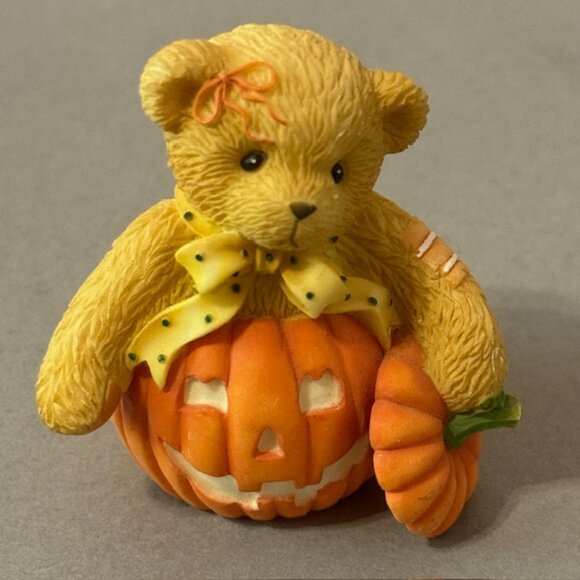 Enesco Other - Vintage Cherished Teddies Figurine Enesco Halloween Decor Bear Leslie Pumpkin